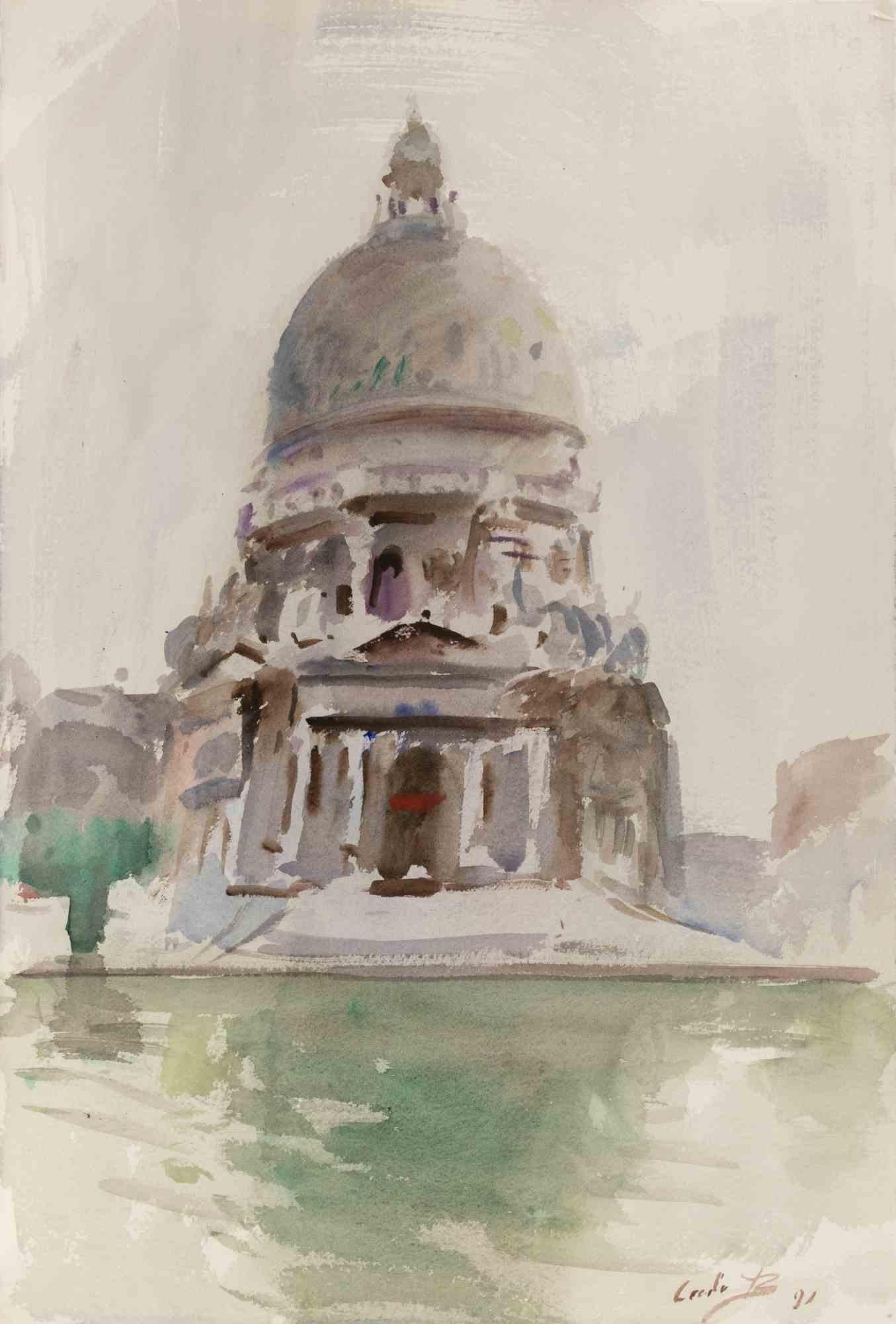 Watercolor on heavy paper realized by Carlo Ravagnan in 1991.

Hand signed lower left.

Excellent condition.

Carlo Ravagnan was born in Udine on September 4, 1911, died in Venice in 1992.
He studied at the Art Institute of Venice and lived and