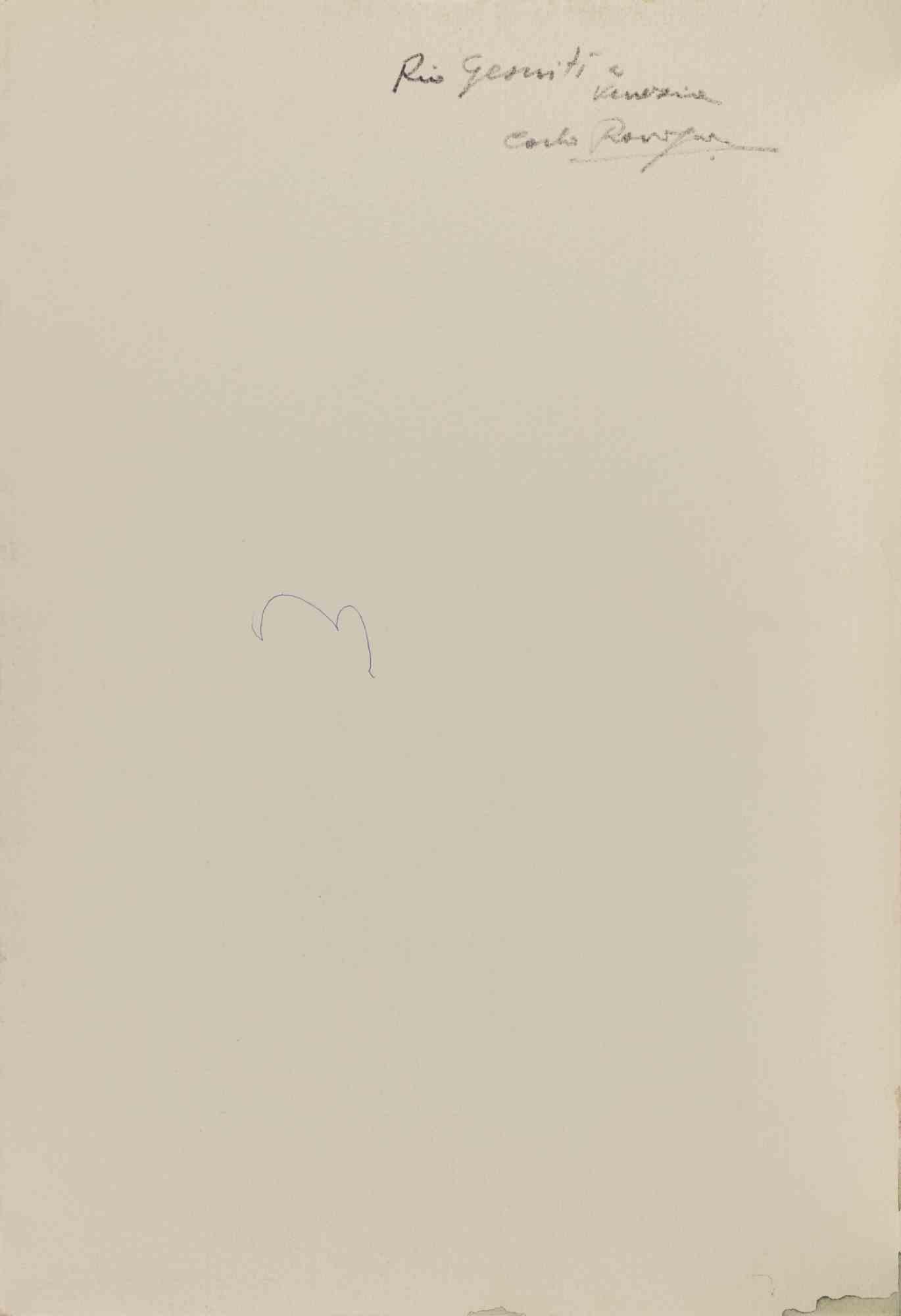 View of Rio dei Gesuiti in Venice - Drawing by Carlo Ravagnan - 1970s For Sale 1