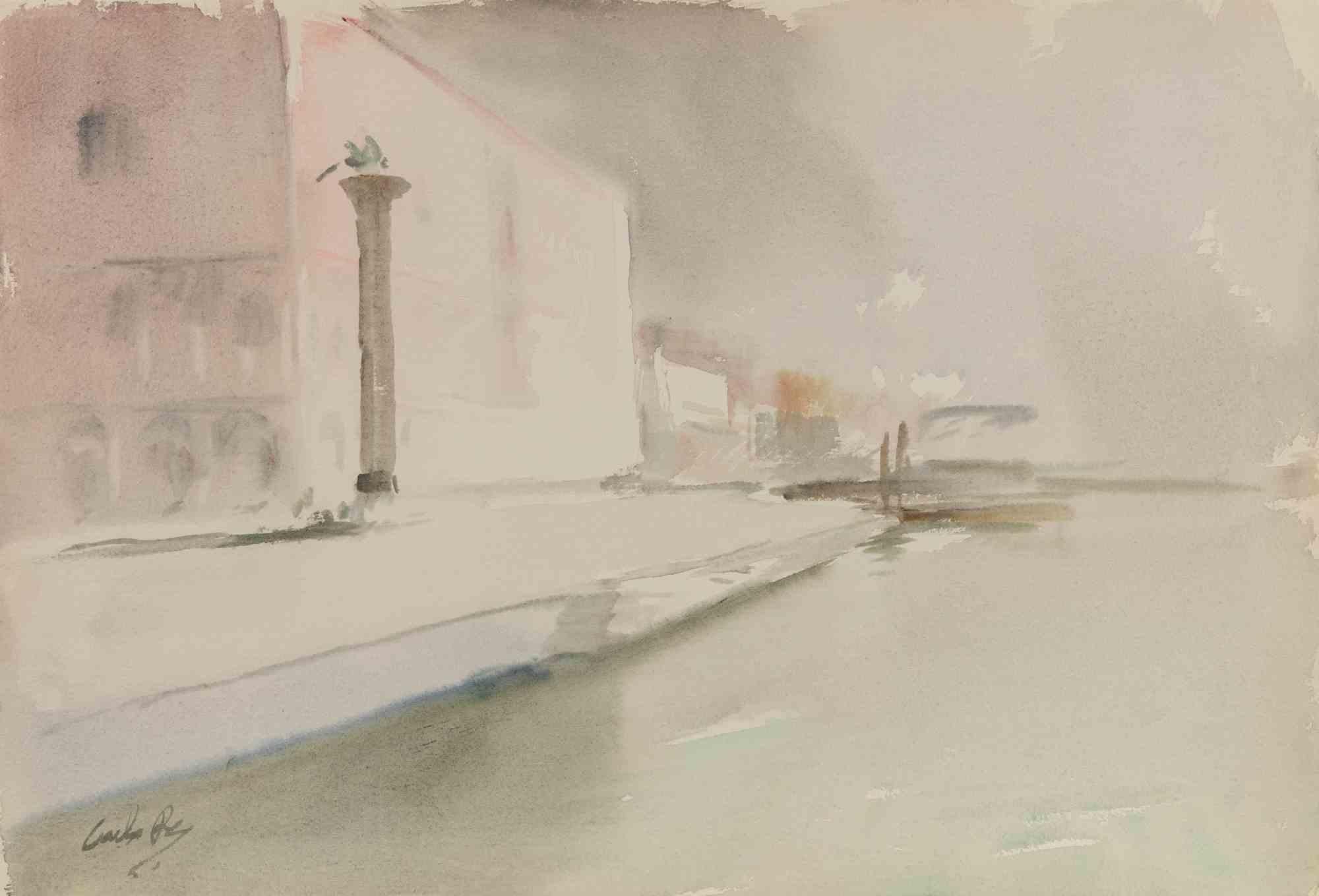 Vue de Venise - Dessin de Carlo Ravagnan - années 1970