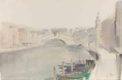 Ansicht von Venedig (Ponte di Rialto) - Zeichnung von Carlo Ravagnan - 1970er Jahre