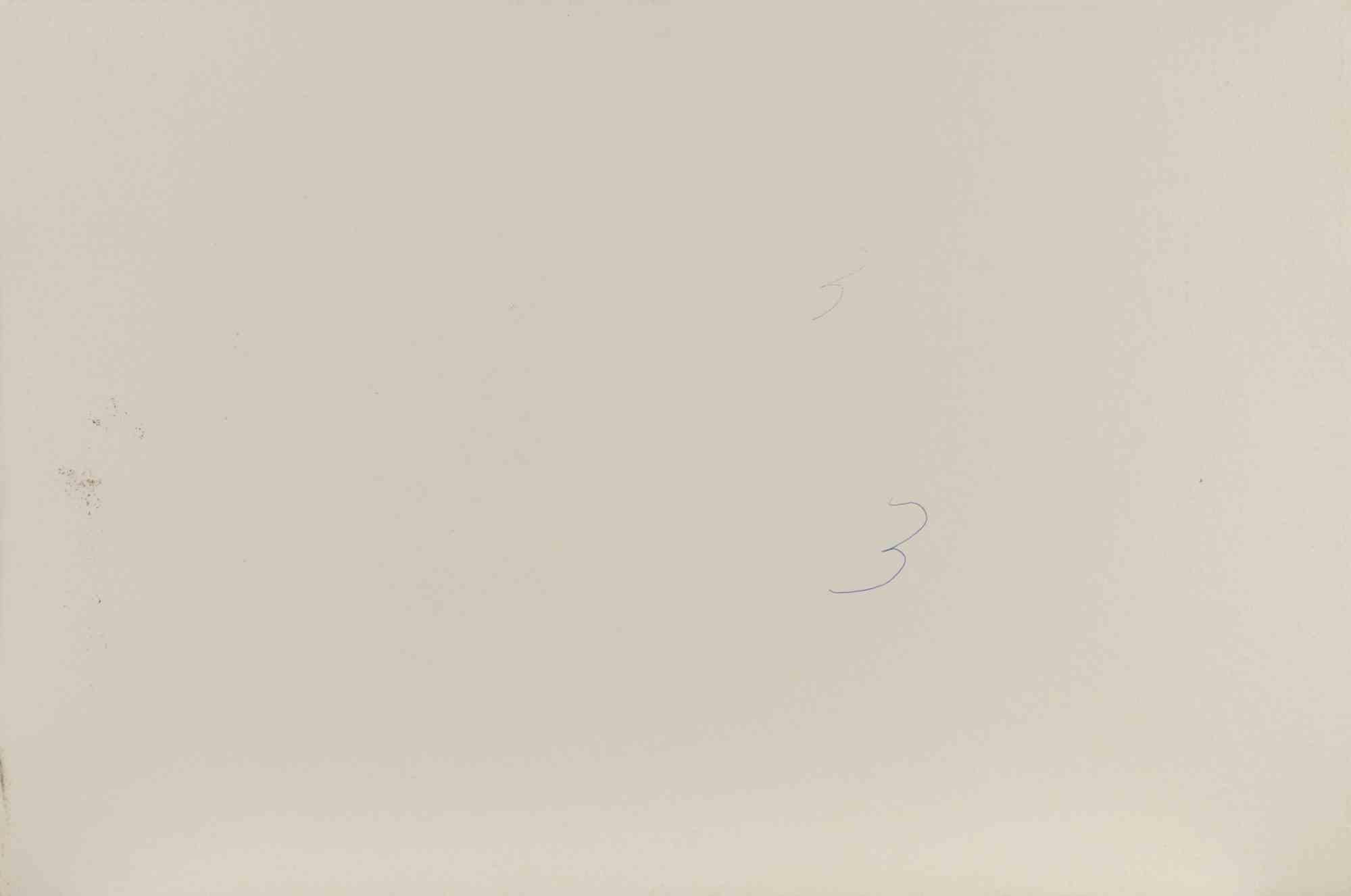View of Venice (Ponte di Rialto) - Drawing by Carlo Ravagnan - 1970s For Sale 1