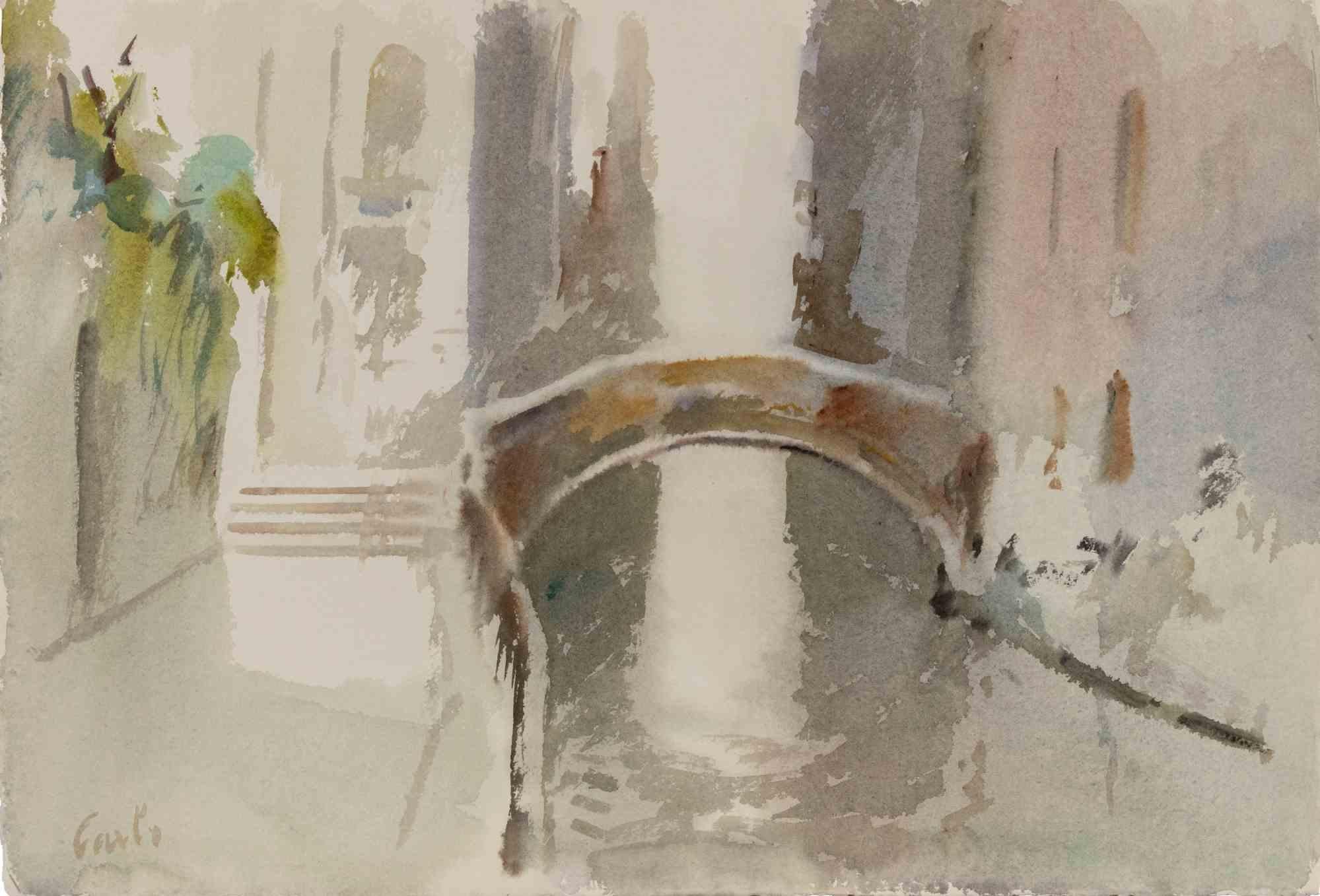 Vue de Venise - Dessin de Carlo Ravagnan - 1980