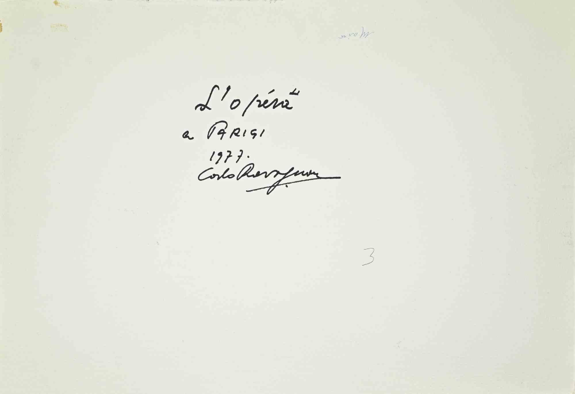 L'Opéra in Paris - Drawing by Carlo Ravagnan - 1970s For Sale 1