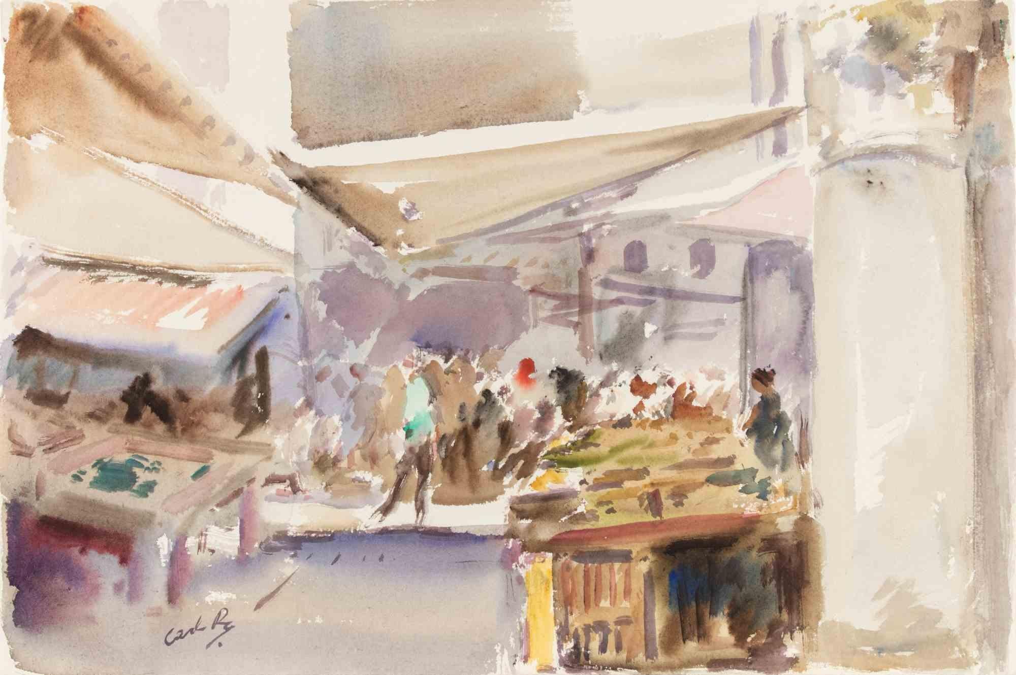 Watercolor on heavy paper realized by Carlo Ravagnan in 1970s.

Hand signed lower left.

Excellent condition.

Carlo Ravagnan was born in Udine on September 4, 1911, died in Venice in 1992.
He studied at the Art Institute of Venice and lived and
