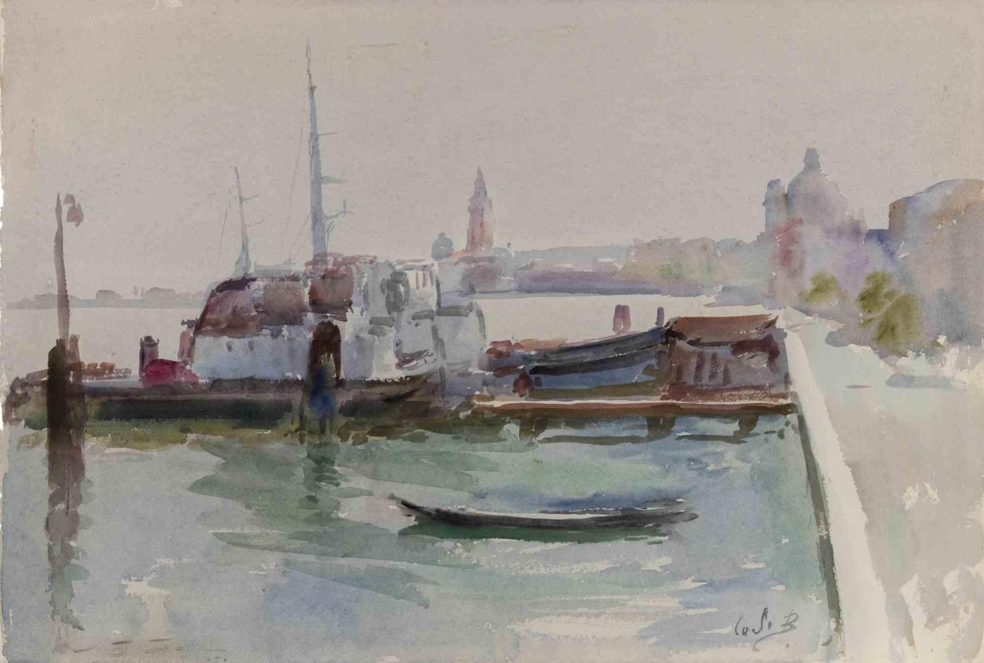 Boat Landscape Drawings and Watercolors