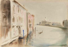 View of Canal Grande in Venice - Drawing by Carlo Ravagnan - 1970s