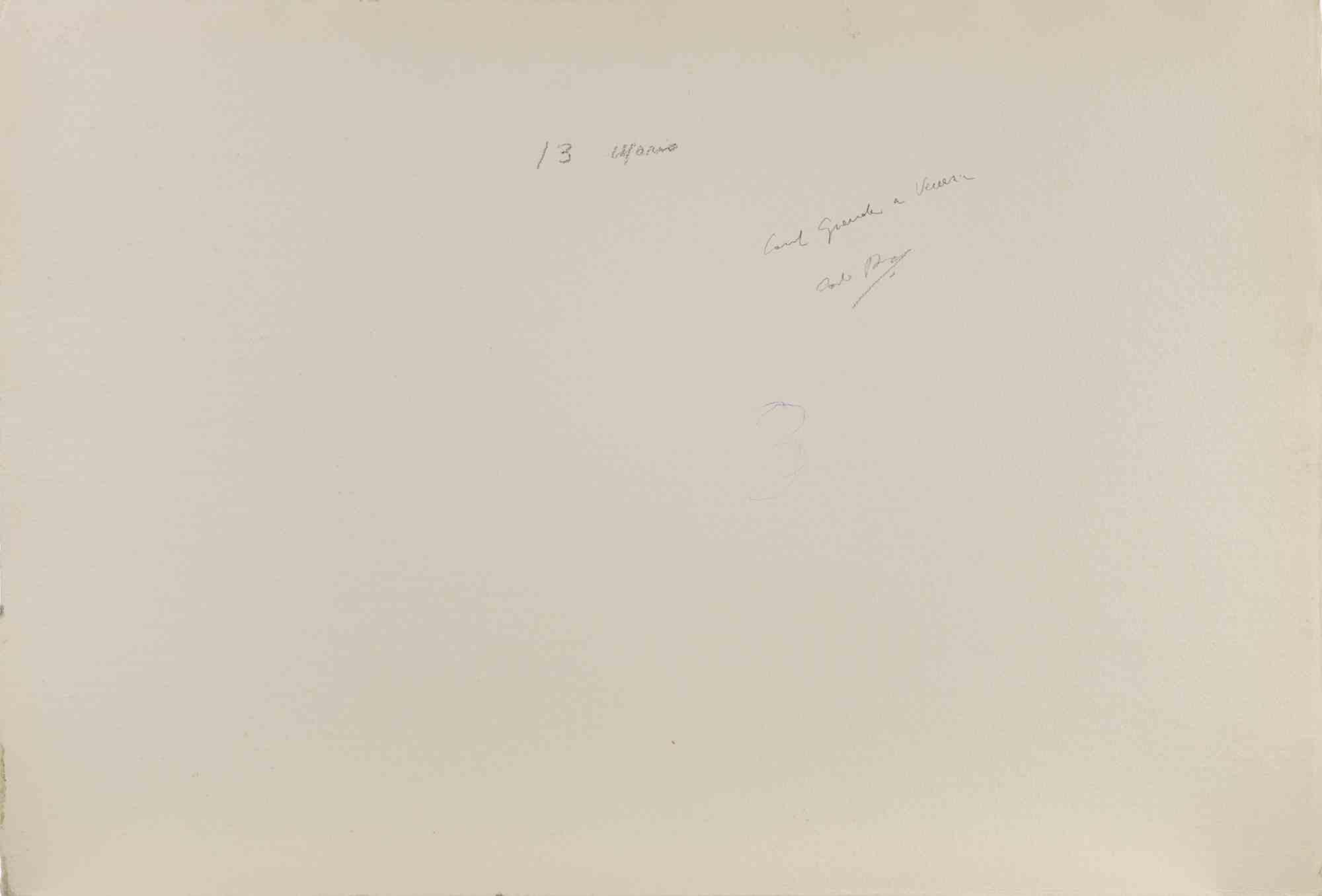 View of Canal Grande in Venice - Drawing by Carlo Ravagnan - 1970s For Sale 1
