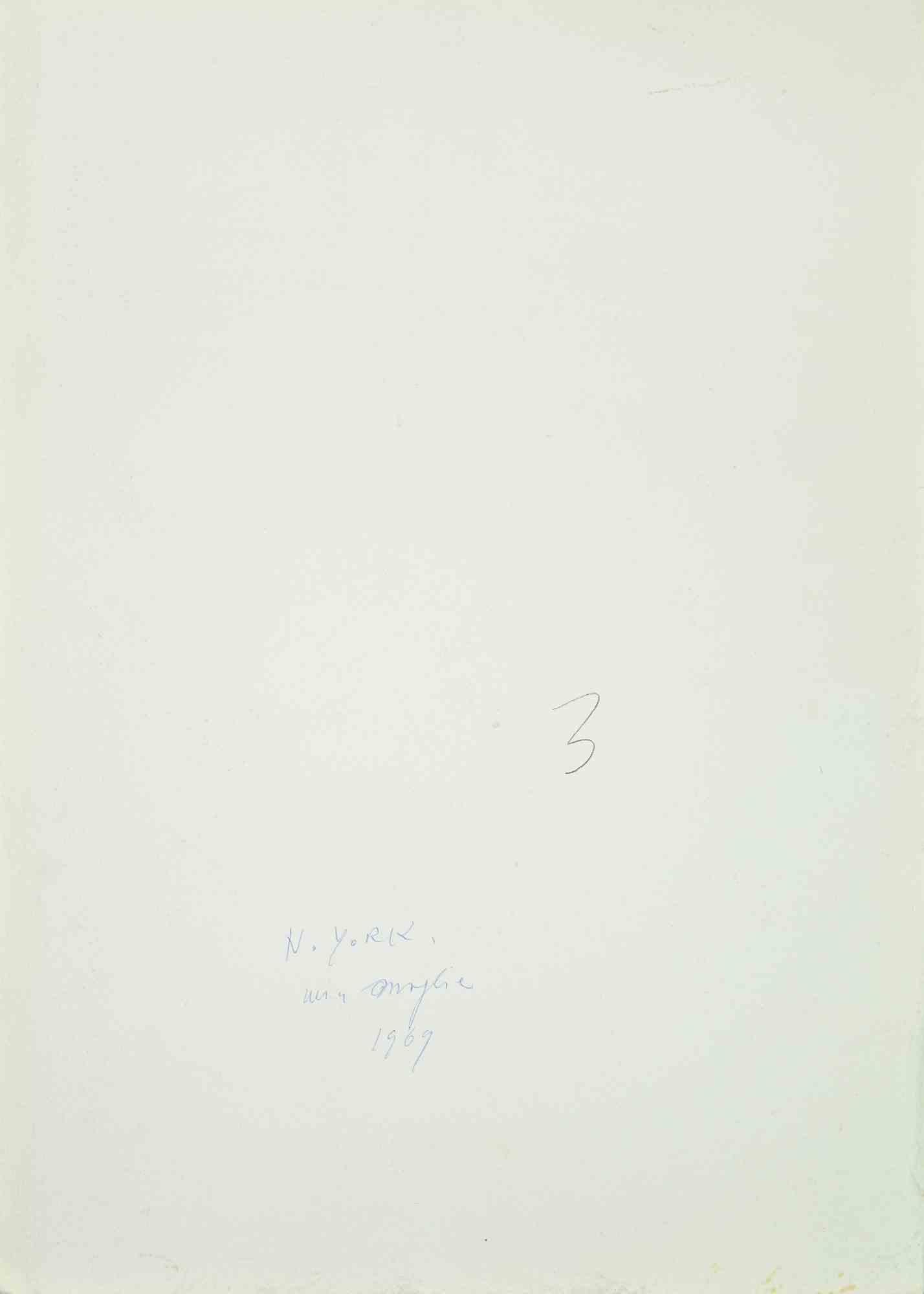 My Wife in New York - Drawing by Carlo Ravagnan - 1969 For Sale 1