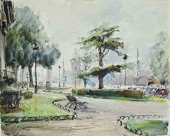 View of Champs Elisées - Clemenceau, Paris - Drawing by Carlo Ravagnan - 1959