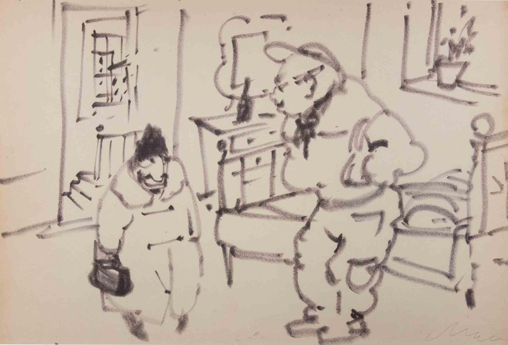 Black market drawing realized by Mino Maccari in 1950s.

Hand signed lower right.

Very good condition.