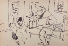 The Reproach - Drawing by Mino Maccari - 1950s
