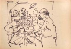 The General to the Doctor - Drawing by Mino Maccari - 1950s