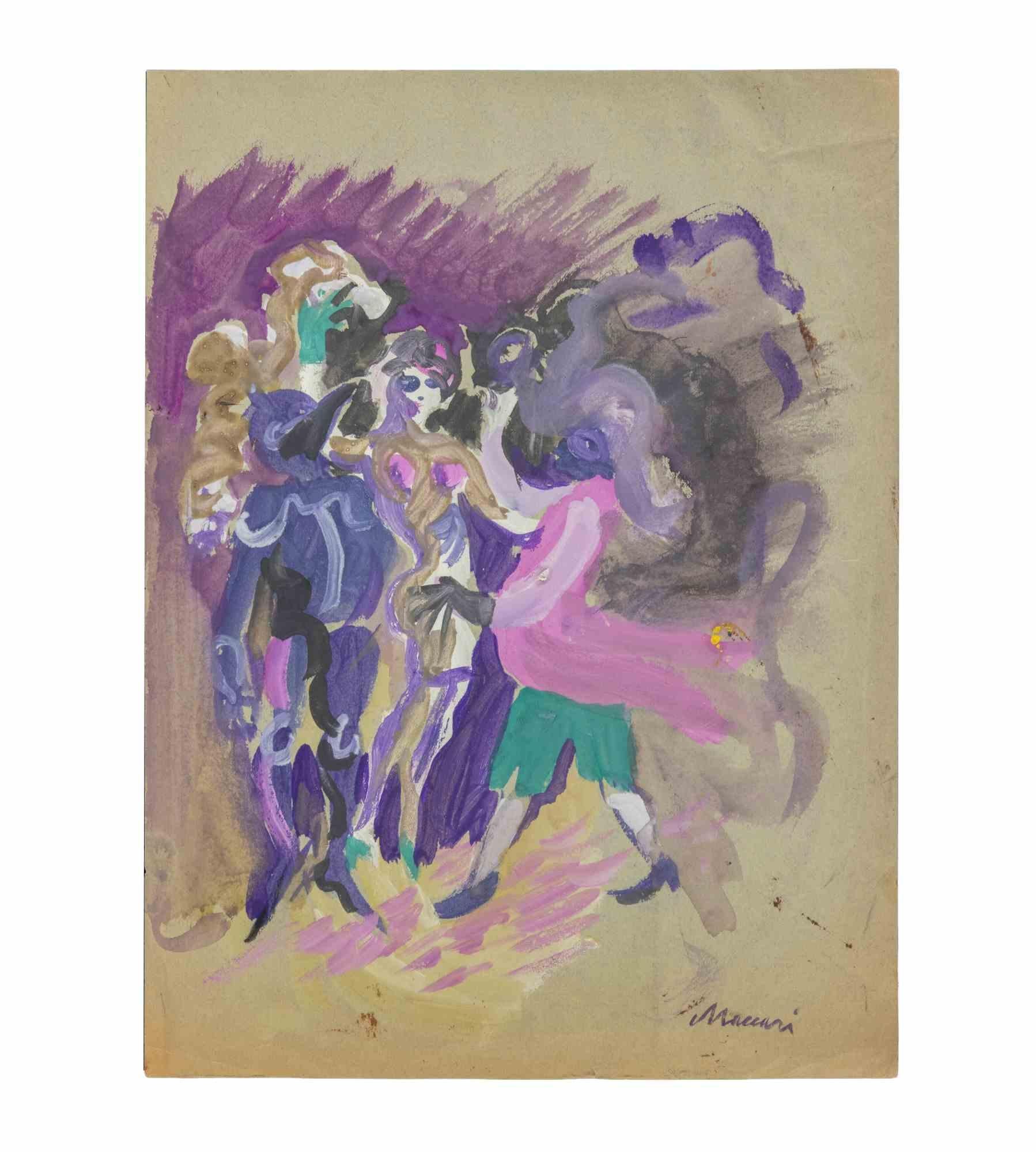Figuren – Zeichnung von Mino Maccari – 1940er Jahre im Angebot 1