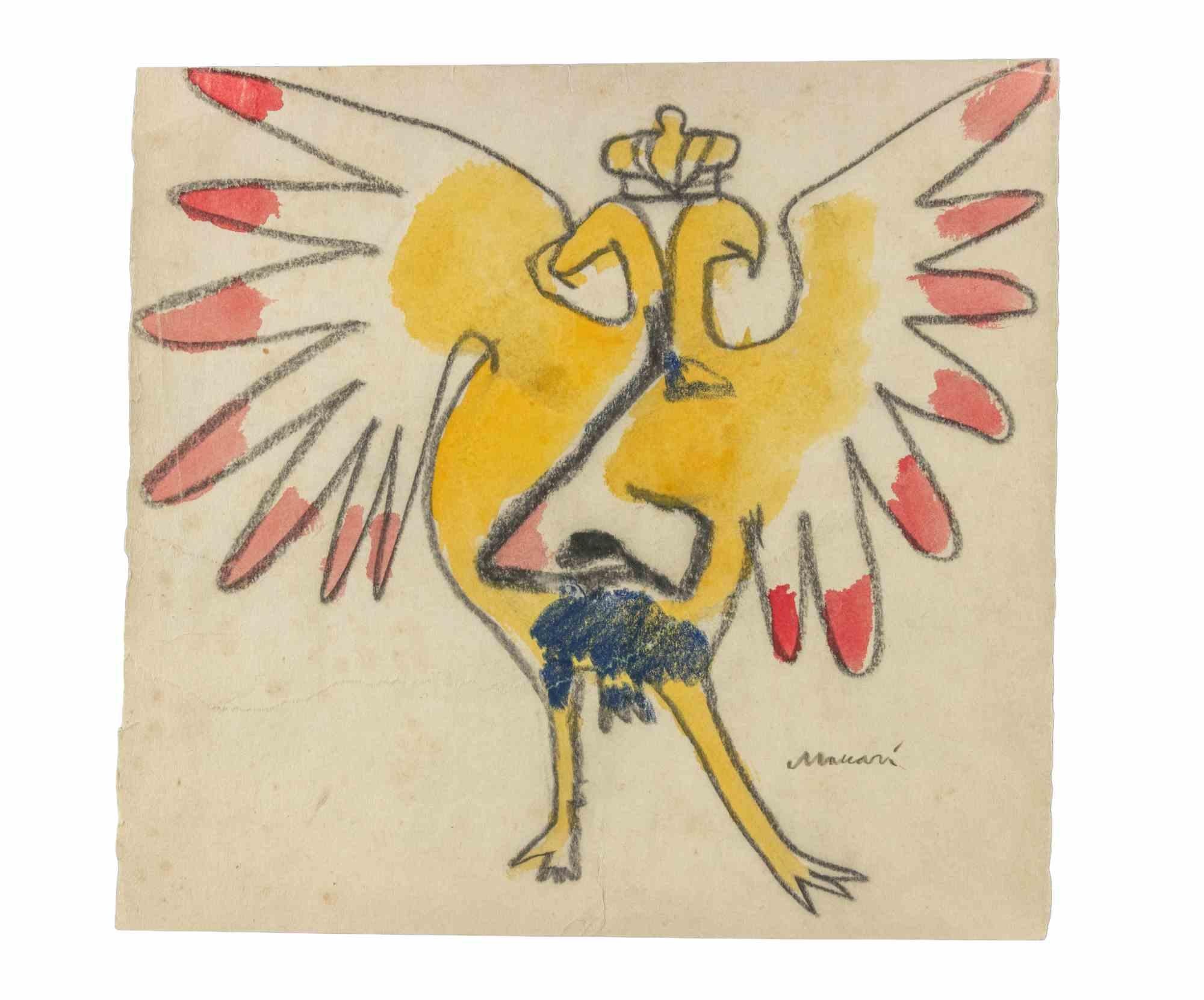 Kohle- und Aquarellzeichnung von Mino Maccari aus dem Jahr 1964 für "Il Maggio Fiorentino".

Skech für "The Nose" von Sostakovic.

Handsigniert unten rechts.

Sehr guter Zustand.