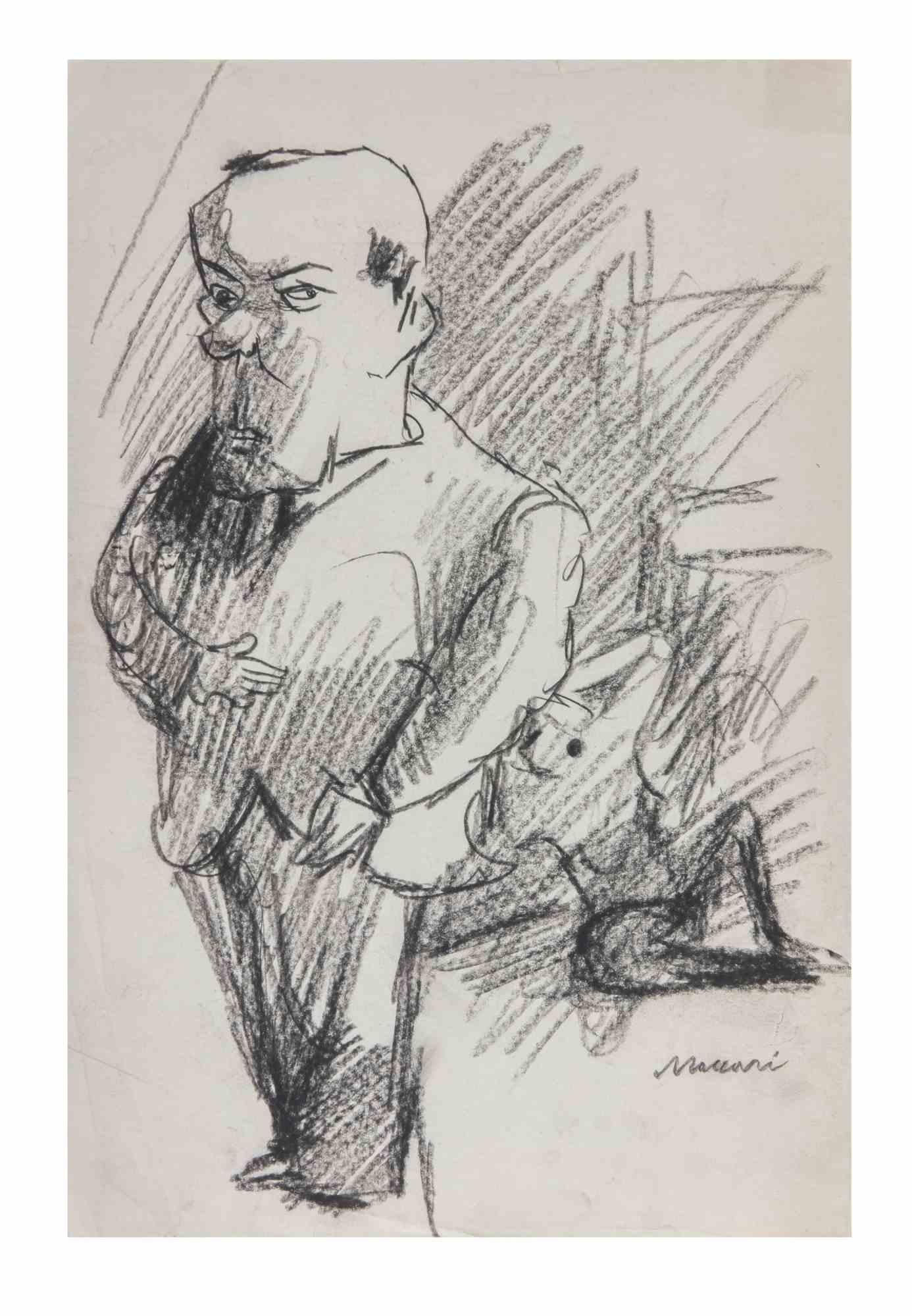 Porträt mit Akt - Zeichnung von Mino Maccari - 1950er Jahre im Angebot 1