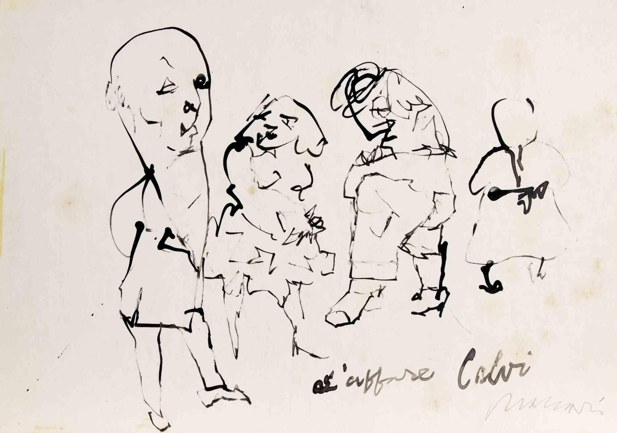Dibujo a tinta china realizado por Mino Maccari en 1982 ca.

Firmado a mano y titulado abajo a la derecha.

Buen estado.