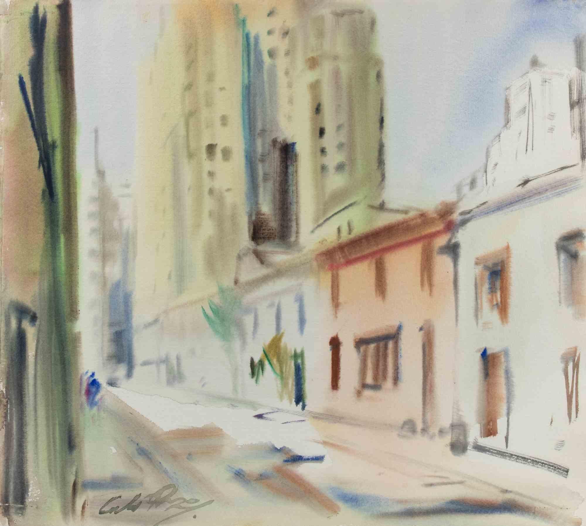 Aquarell auf schwerem Papier von Carlo Ravagnan aus den 1970er Jahren.

Handsigniert unten links.

Erstklassiger Zustand.