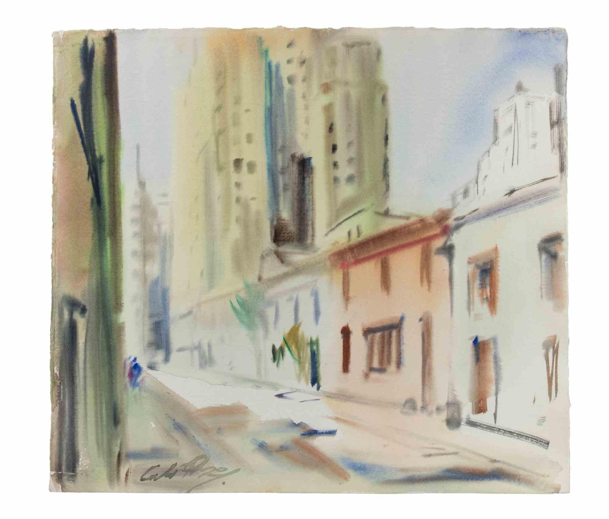 Ansicht von New York - Zeichnung von Carlo Ravagnan - 1970er Jahre im Angebot 1