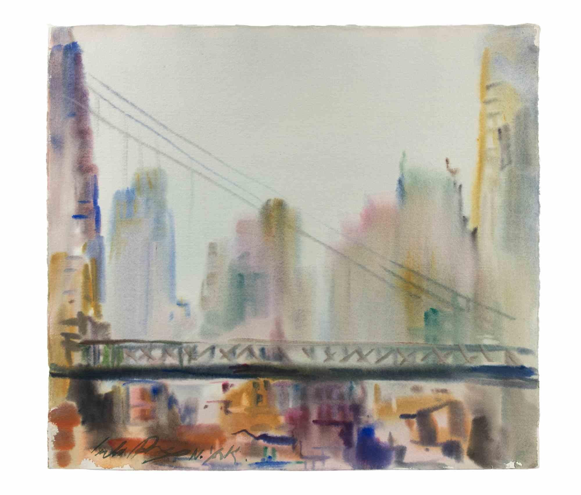 New York, 59th Street Bridge - Drawing by Carlo Ravagnan - 1978 For Sale 1