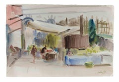 Mercato di Venezia - Disegno di Carlo Ravagnan - Anni '70