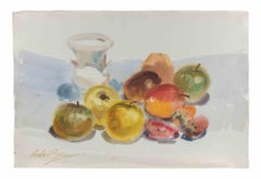 Natura morta con frutta - Disegno di Carlo Ravagnan - 1972