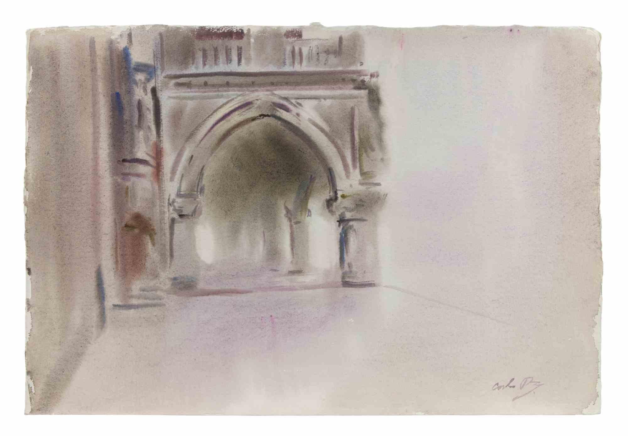 View of Palazzo Ducale, Venice - Drawing by Carlo Ravagnan - 1985 For Sale 1