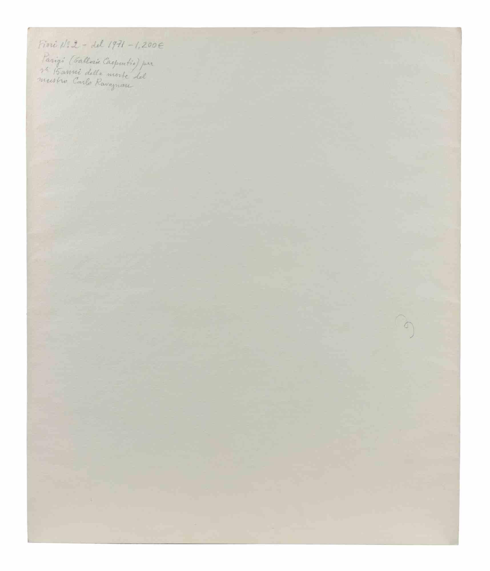 Blumen - Zeichnung von Carlo Ravagnan - 1971 im Angebot 1