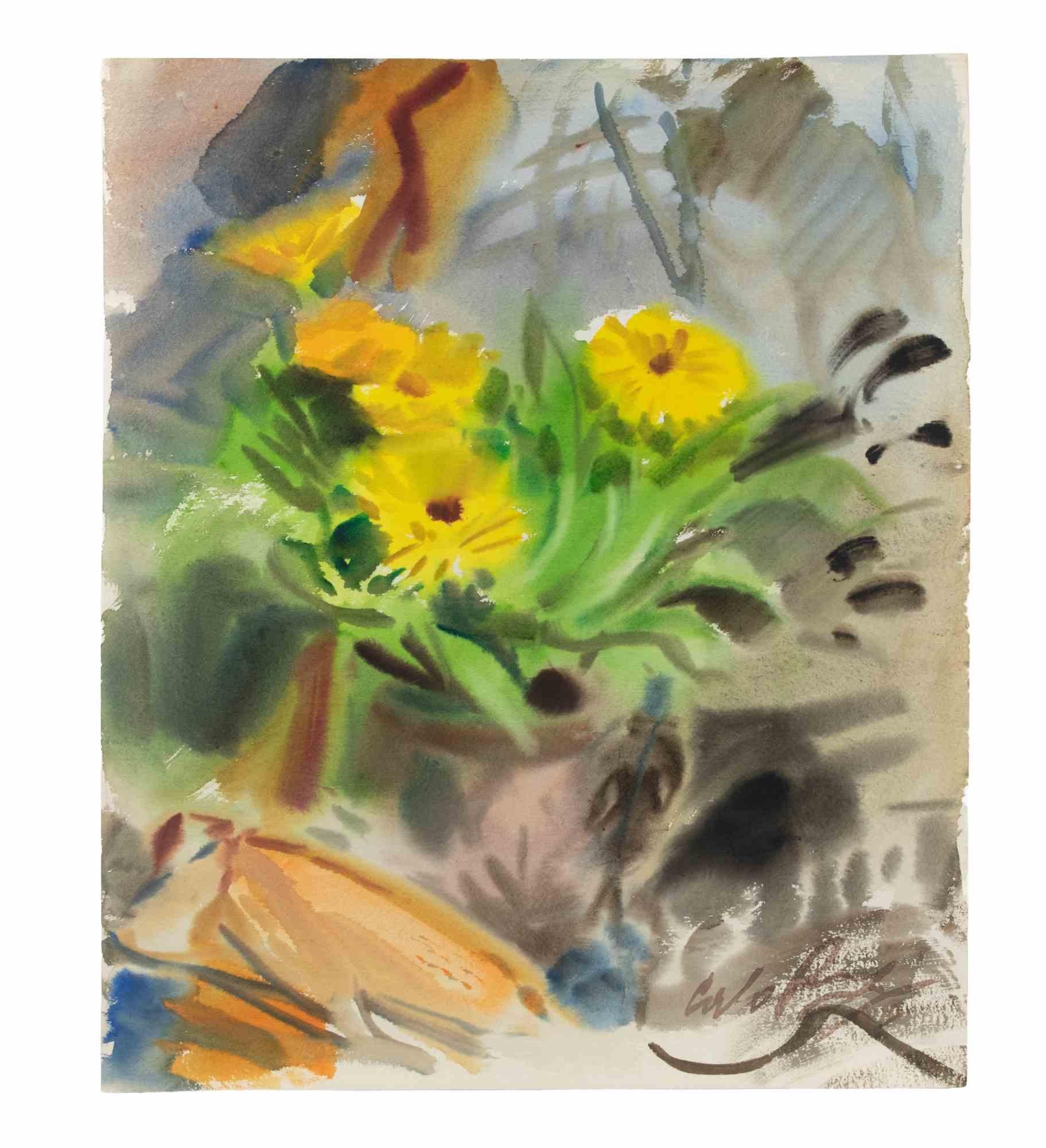 Blumen - Zeichnung von Carlo Ravagnan - 1971 im Angebot 2