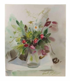 Blumen - Zeichnung von Carlo Ravagnan - 1973