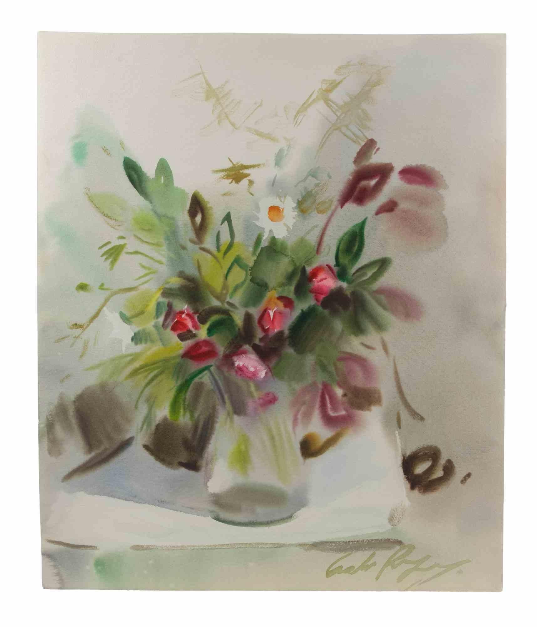 Blumen - Zeichnung von Carlo Ravagnan - 1973 im Angebot 1