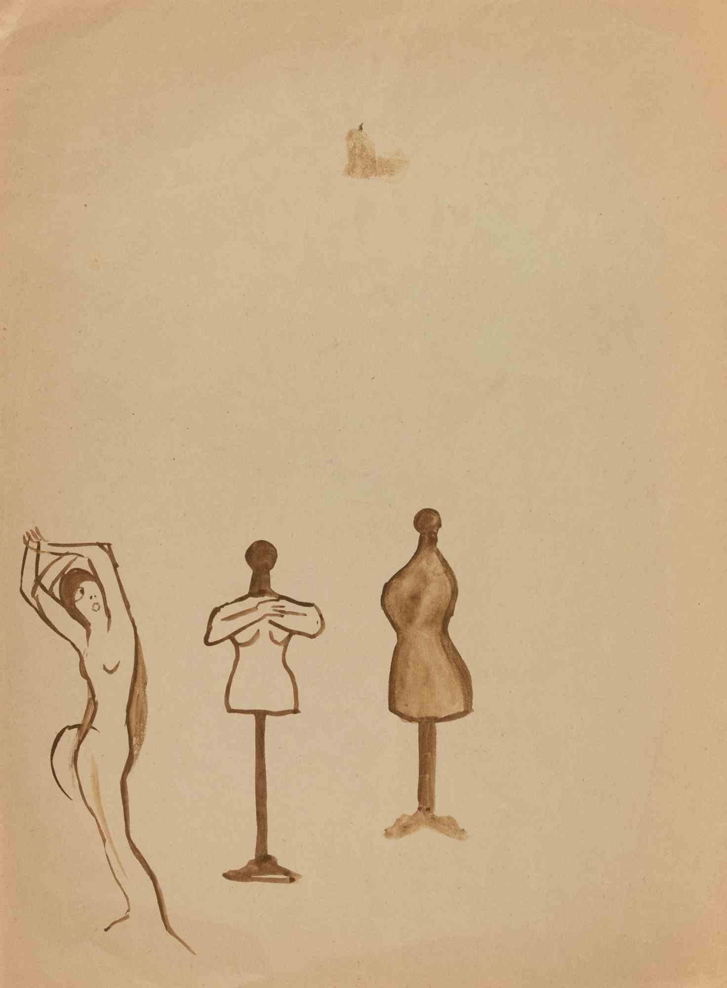 Watercolor drawing on paper realized by Mino Maccari in 1960s.

Very good condition, not signed.