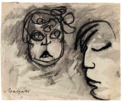Retratos - Dibujo de Mino Maccari - Años 1960