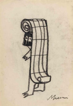 El hombre música - Dibujo de Mino Maccari - Años 60