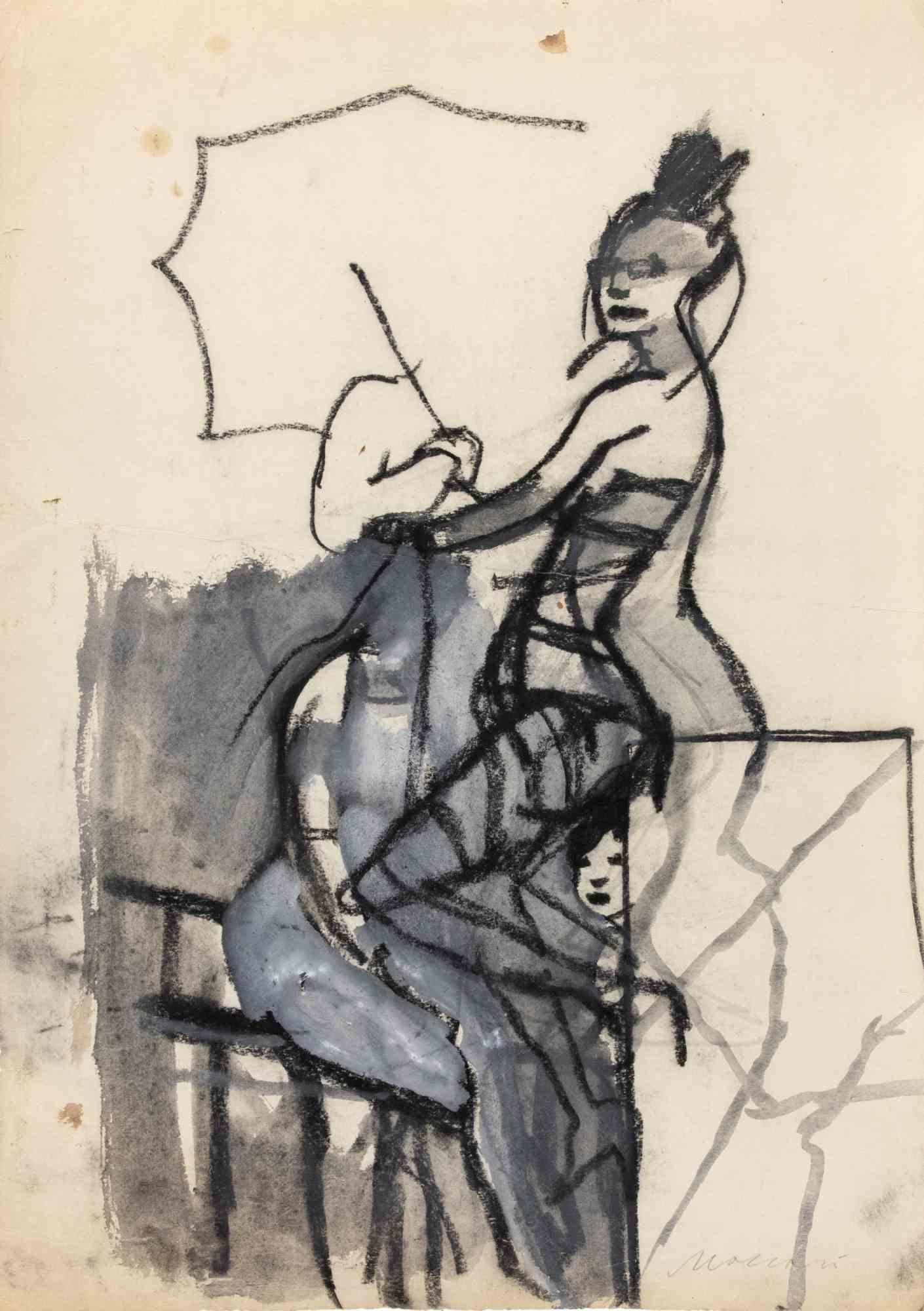 Dibujo a carboncillo y acuarela realizado por Mino Maccari en la década de 1960.

Firmado a mano en lápiz en la parte inferior derecha.

Buen estado.
