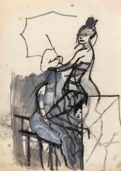 Figuras - Dibujo de Mino Maccari - Años 1960
