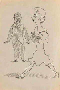 Mother and Child - Drawing by Mino Maccari - 1960s