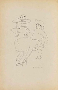 The Time of Gymnastics - Drawing by Mino Maccari - 1950s