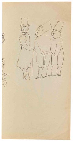 The Gentlemen - Drawing by Mino Maccari - 1960s