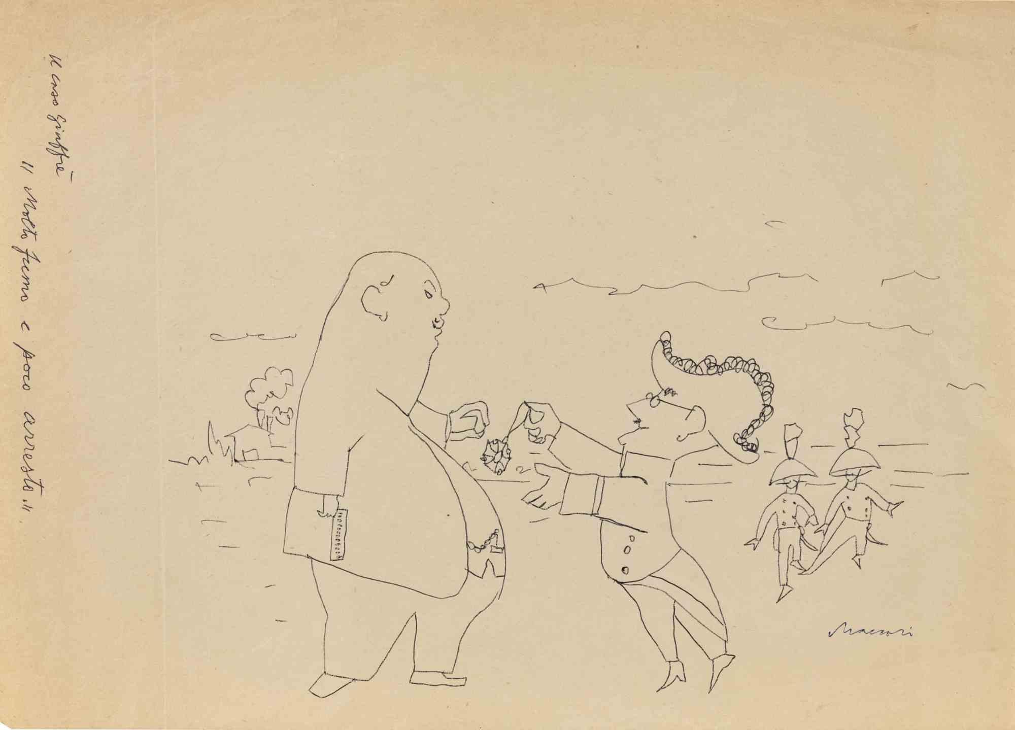 Pen drawing realized by Mino Maccari in 1960s.

Hand signed lower right.

Very good condition.
