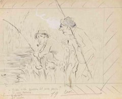 The Fishermen - Drawing by Mino Maccari - 1930s