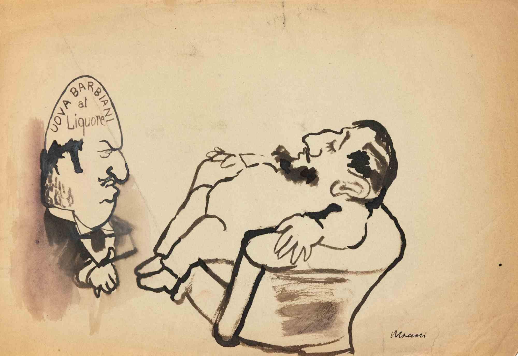 Watercolor on paper realized by Mino Maccari in 1930s.

Hand signed lower right.

Very good condition except for a fold in the right side.