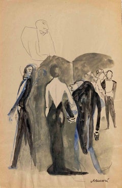 Party with the Hunchback - Drawing by Mino Maccari - 1960s