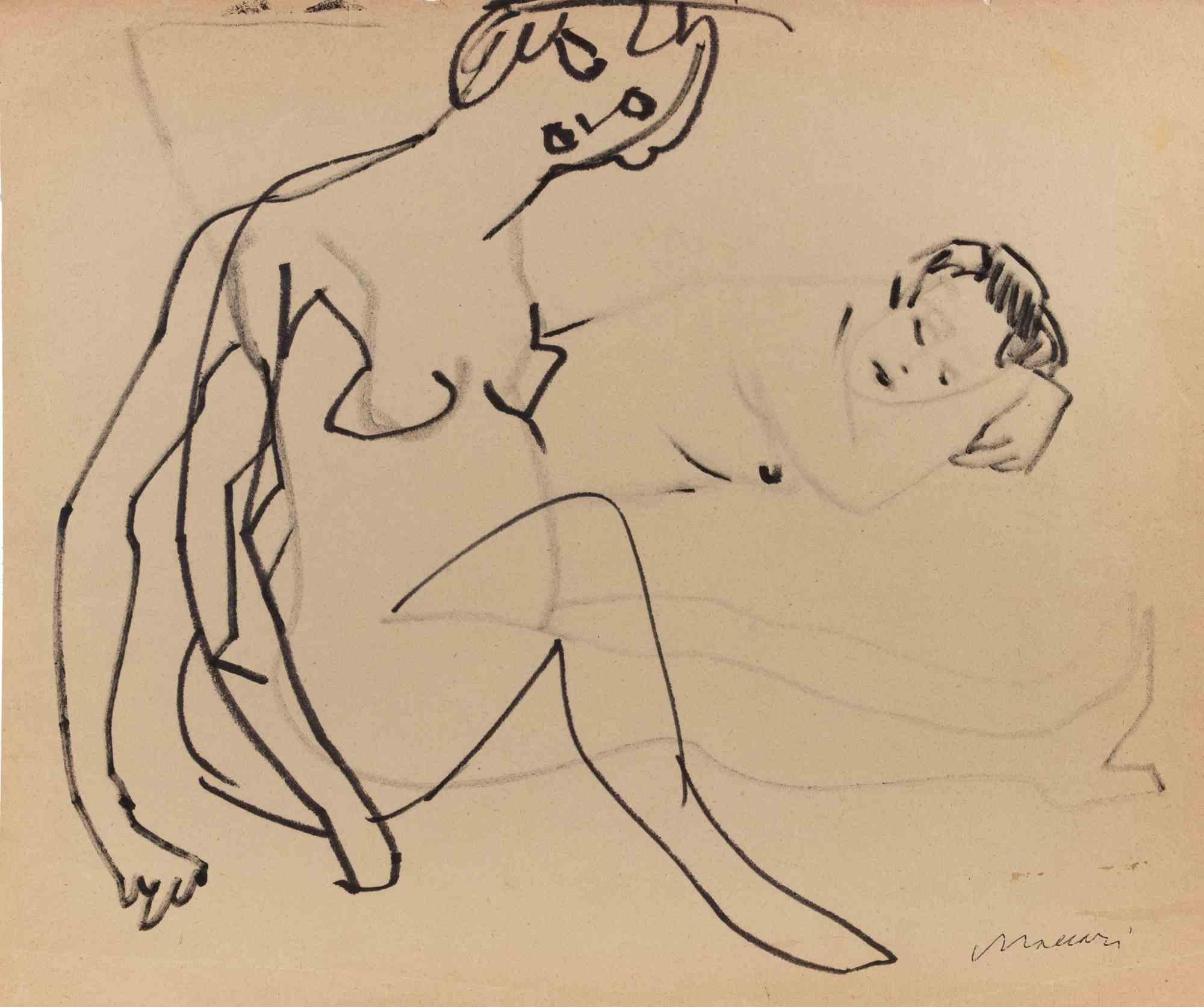 Disegno a pennarello nero su carta realizzato da Maccari negli anni '60.

Firmato a mano in basso a destra.

Ottime condizioni.