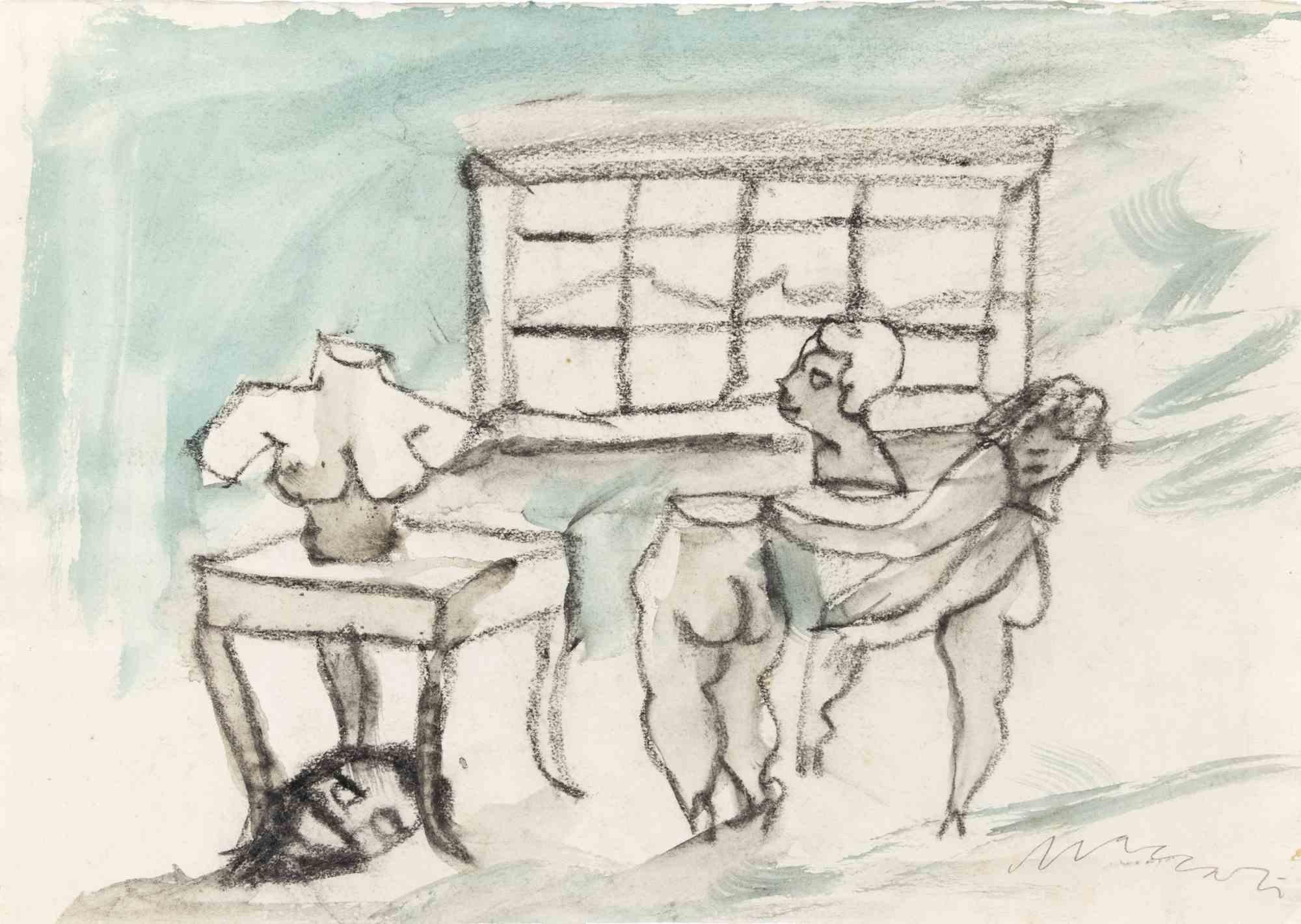Charcoal and watercolor on paper realized by Mino Maccari in 1965.

Hand signed lower right.

Very good condition.