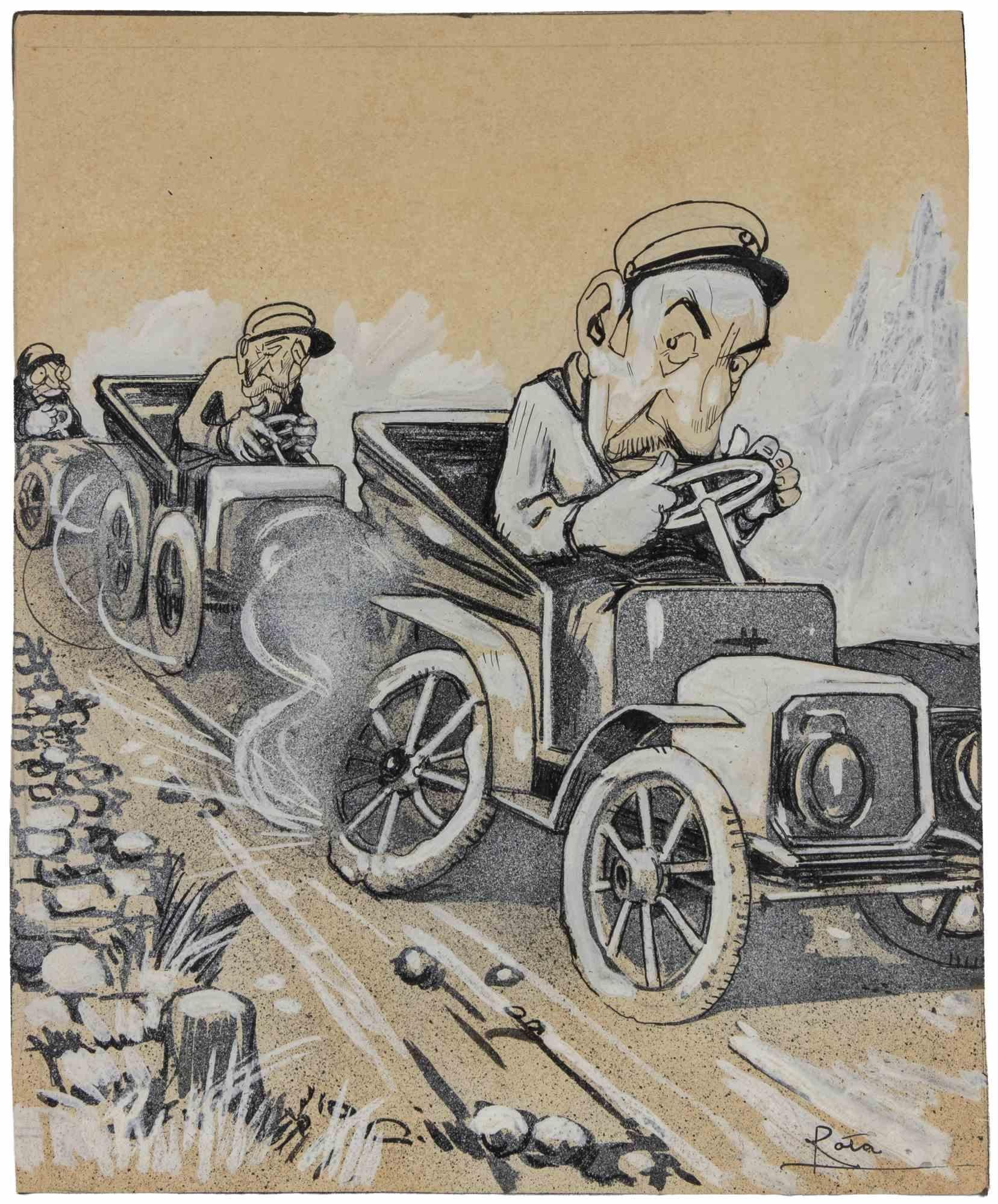 The Drivers is a modern artwork realized by Gabriele Galantara (1865-1937) in the early 20th century.

Watercolor, ink and pencil on paper. Hand signed  on the right margin.

Good conditions and aged with foxing.

Gabriele Galantara (1865-1937) was
