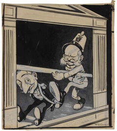 The Marionettes - Drawing by Gabriele Galantara - Early 20th Century