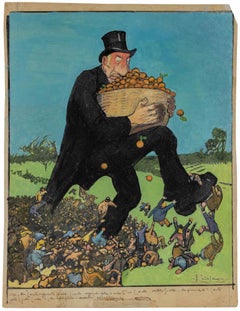 Giolitti the Crop Robber - Drawing by Gabriele Galantara - Early 20th Century