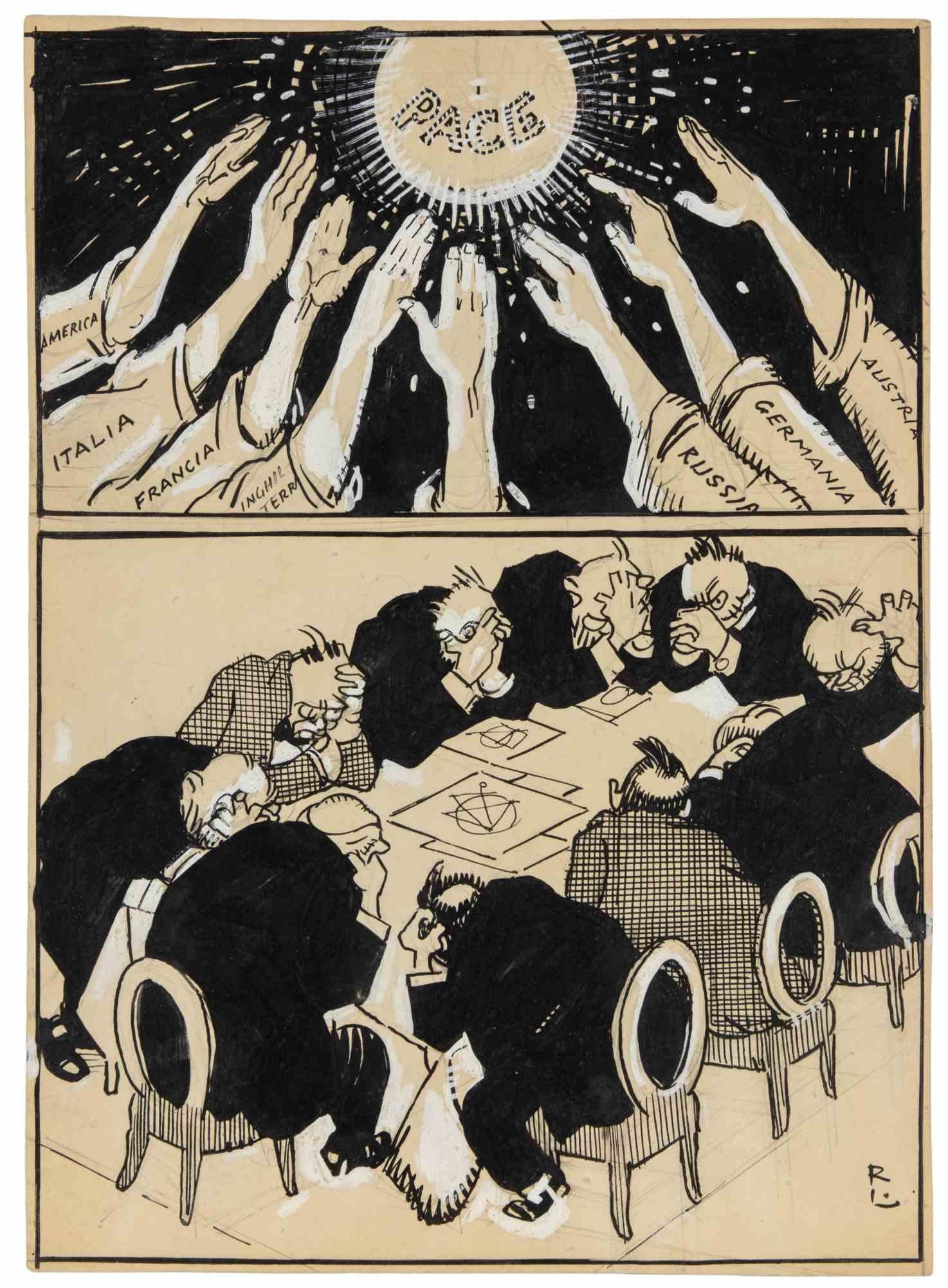 Pace - Disegno di Gabriele Galantara - Inizio del XX secolo