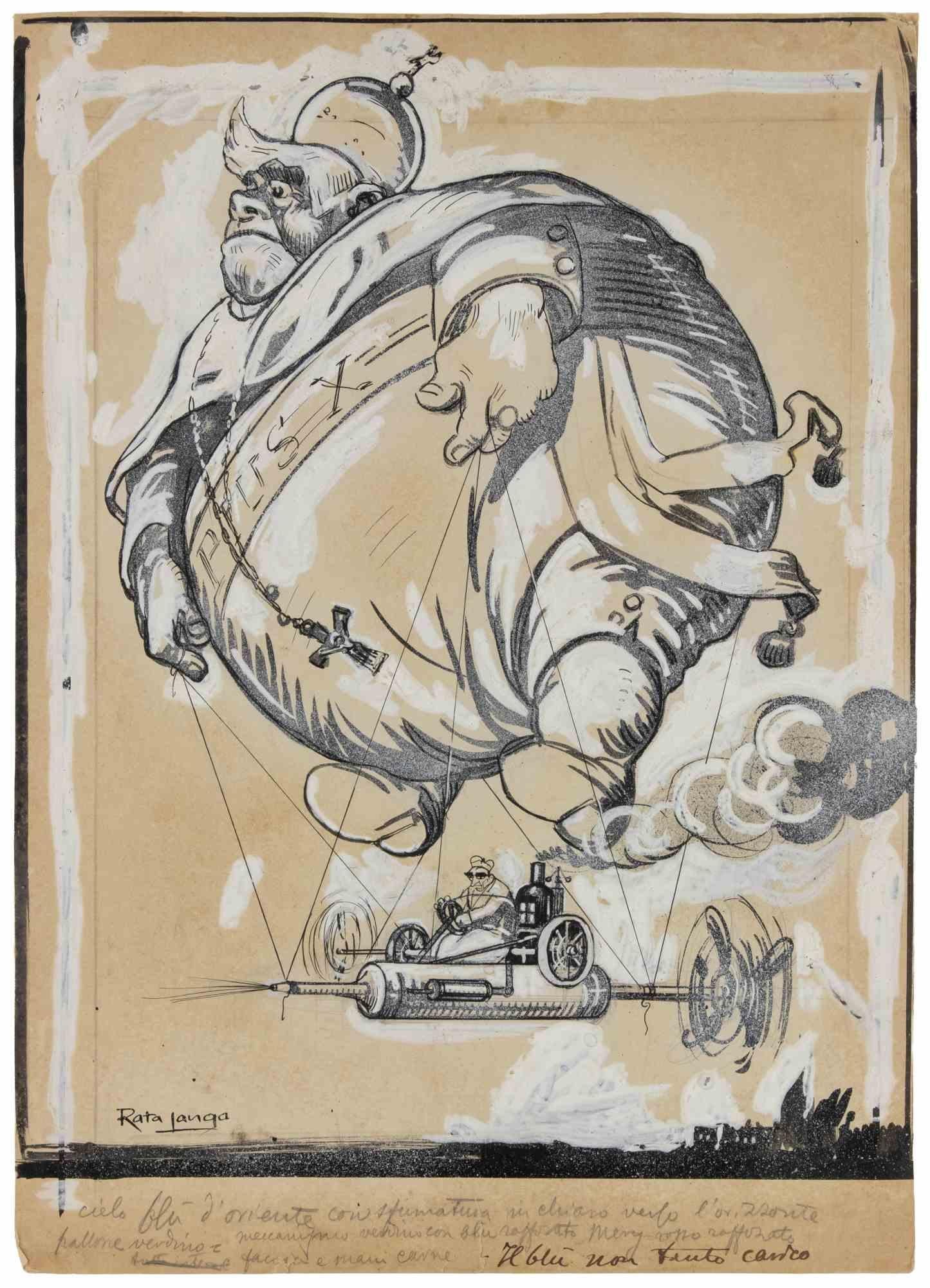 East Blue Sky (Pius X) - Drawing by Gabriele Galantara - Early 20th Century