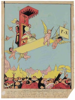 The Pope - Drawing by Gabriele Galantara - Early 20th Century